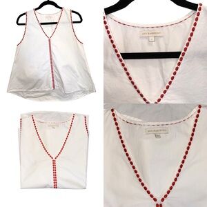 Ann Mashburn White Top with Red Accents